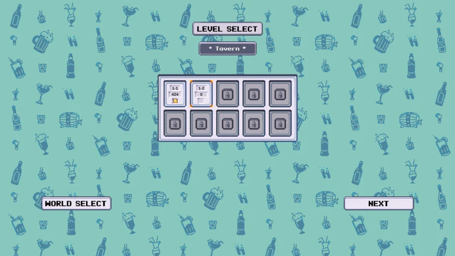 Level select screen showing a grid of shifts, most still locked.